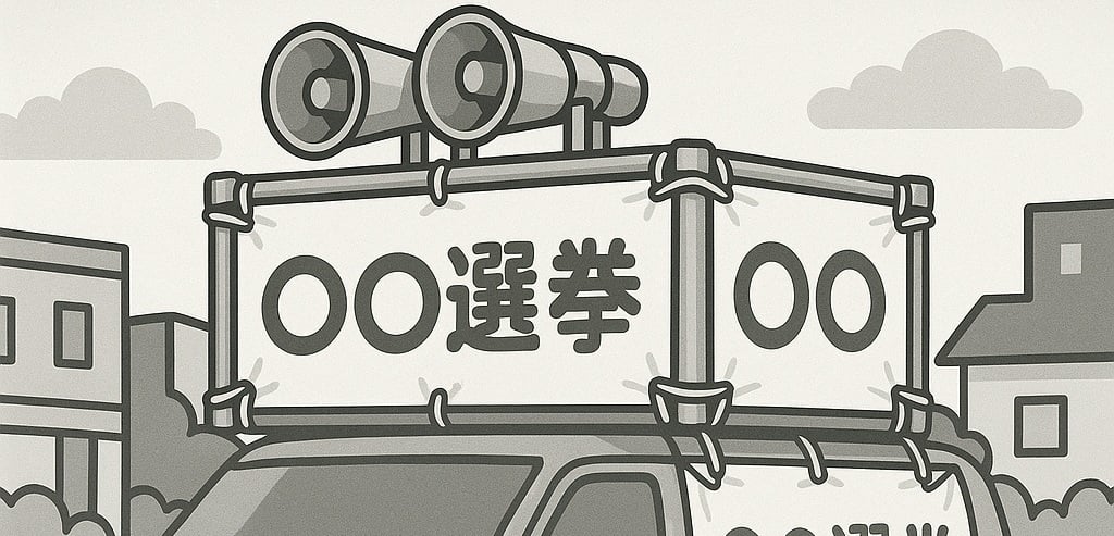 選挙カーターポリン看板イラスト